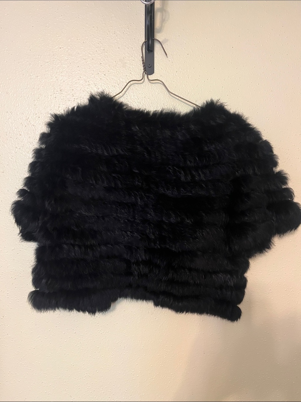 Cejon genuine black knitted rabbit fur bolero, shrug, capelet, or cropped jacket - Picture 9 of 9